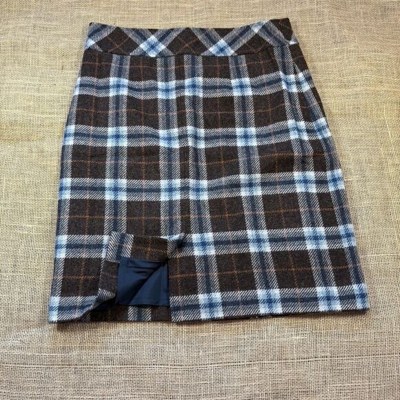 Vintage LL Bean Skirt 10 R Favorite Fit Brown Plaid Wool Career Academia 90s y2k - Picture 5 of 5